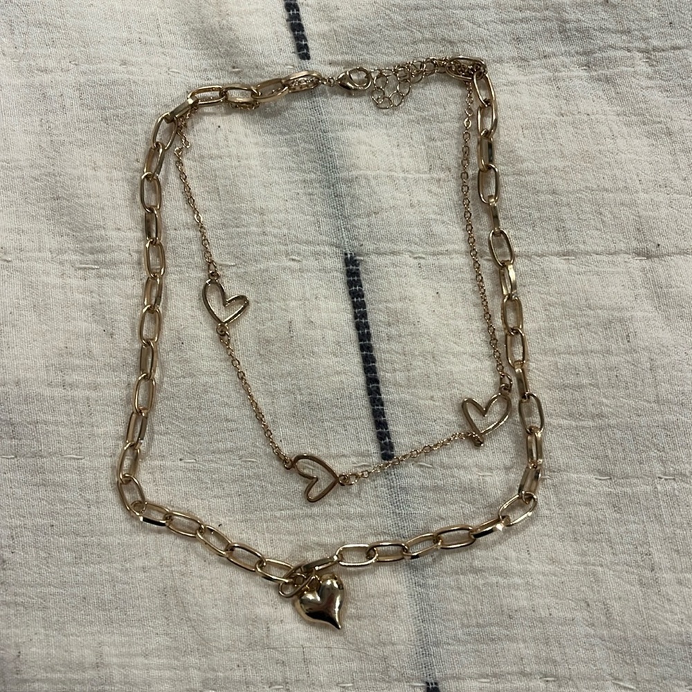 2 necklace stack with hearts